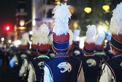 Jaguar Marching Band at Mardi Gras.