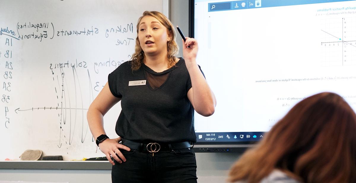 Nichole Harting, a student intern teaching mathematics at Barton Academy in downtown Mobile. 